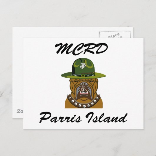 Carte Postale Chien de diable d'île de MCRD Parris (Devant / Derrière)