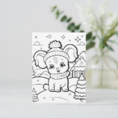 Carte Postale Chien de fête enfants coloriage  (Debout devant)