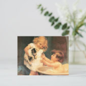 Carte Postale Chien de manchon prenant un bain Antique Vintage (Debout devant)