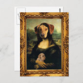 Carte Postale Chien de Mona Lisa - Golda Lisa - Portrait célèbre (Devant / Derrière)