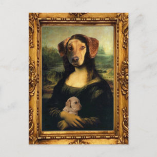 Carte Postale Chien de Mona Lisa - Golda Lisa - Portrait célèbre