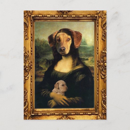 Carte Postale Chien de Mona Lisa - Golda Lisa - Portrait célèbre (Devant)