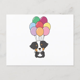 Carte Postale Chien De Montagne Bernais Mouches Avec Ballons Col