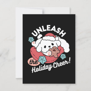 Carte Postale Chien de Noël à Santa Hat - Jour de Noël pour Anim