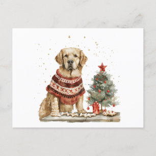 Carte Postale Chien de Noël Golden Retriever