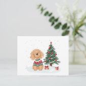 Carte Postale Chien de Noël Goldendoodle (Debout devant)