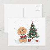 Carte Postale Chien de Noël Goldendoodle (Devant / Derrière)