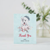 Carte Postale Chien de Noël Husky dans un Merci de Santa Hat (Debout devant)