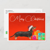 Carte Postale Chien de Noël Joyeux Noël (Devant / Derrière)