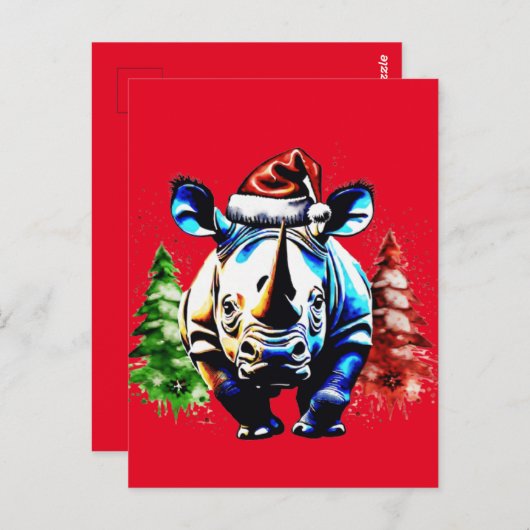 Carte Postale Chien de Noël mignon (Devant / Derrière)