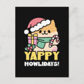 Carte Postale Chien de Noël mignon - Yappy Howlidays (Devant)