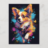 Carte Postale Chien de Papillon coloré (Devant)