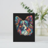 Carte Postale Chien de Papillon coloré (Debout devant)