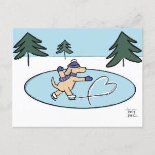 Carte postale Chien de patinage sur glace