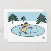 Carte postale Chien de patinage sur glace (Devant / Derrière)