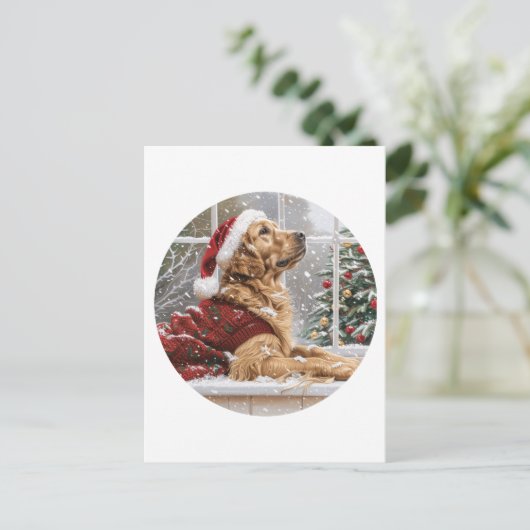 Carte Postale Chien de Père Noël de Noël Golden Retriever (Debout devant)