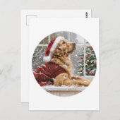 Carte Postale Chien de Père Noël de Noël Golden Retriever (Devant / Derrière)