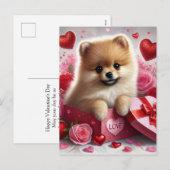 Carte postale Chien de Poméranie Valentine's Day (Devant / Derrière)