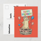 Carte Postale chien de prairie debout sur un gâteau avec un pann (Devant / Derrière)