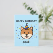 Carte Postale Chien de Shiba Inu | Salutation d'anniversaire ble (Debout devant)