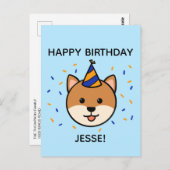 Carte Postale Chien de Shiba Inu | Salutation d'anniversaire ble (Devant / Derrière)