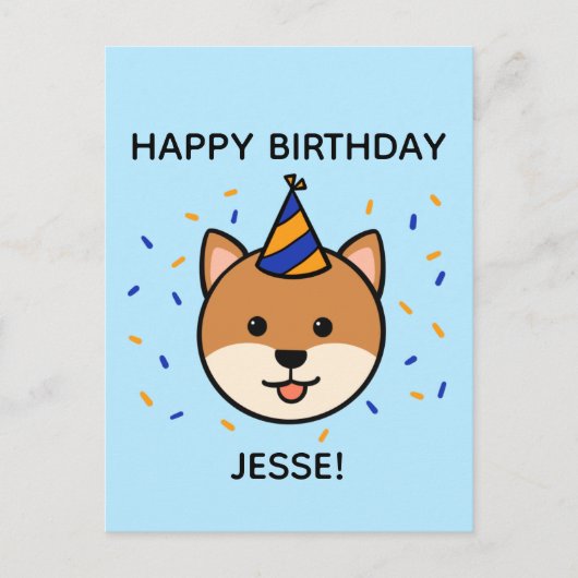 Carte Postale Chien de Shiba Inu | Salutation d'anniversaire ble (Devant)
