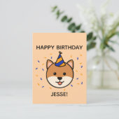 Carte Postale Chien de Shiba Inu | Salutation d'anniversaire ble (Debout devant)