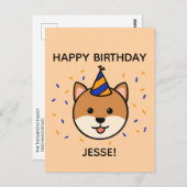 Carte Postale Chien de Shiba Inu | Salutation d'anniversaire ble (Devant / Derrière)
