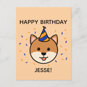 Carte Postale Chien de Shiba Inu Salutation d'anniversaire ble
