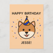 Carte Postale Chien de Shiba Inu | Salutation d'anniversaire ble (Devant)