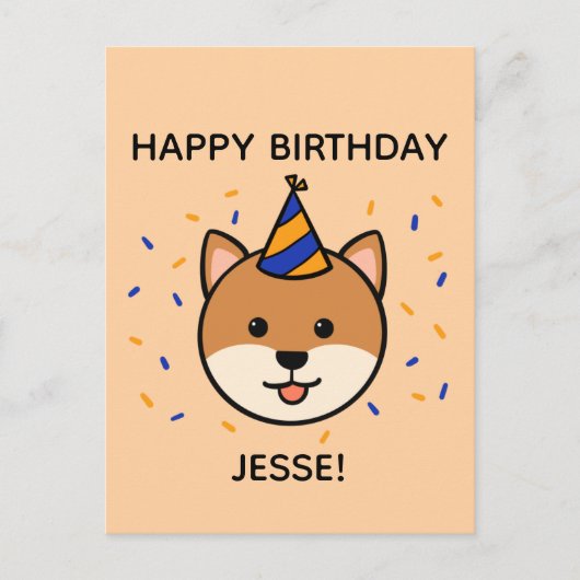 Carte Postale Chien de Shiba Inu | Salutation d'anniversaire ble (Devant)