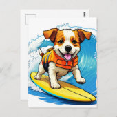 Carte Postale Chien de surf (Devant / Derrière)
