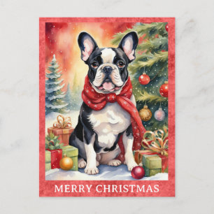Carte Postale Chien de taule français Joyeux Noël mignon Chien d