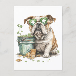 Carte Postale Chien de taureau anglais de la Saint-Patrick