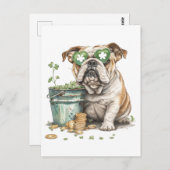 Carte Postale Chien de taureau anglais de la Saint-Patrick (Devant / Derrière)