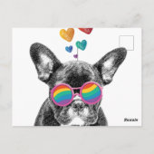 Carte Postale Chien de taureau avec Coeurs Saint-Valentin (Dos)