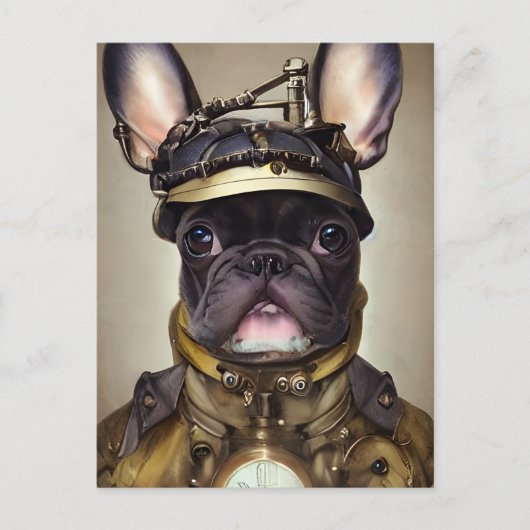 Carte Postale Chien de taureau français Steampunk (Devant)