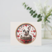 Carte Postale Chien de taureau français Valentines (Debout devant)