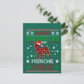Carte Postale Chien de taureaux français laide pull Noël Pajama  (Debout devant)