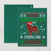 Carte Postale Chien de taureaux français laide pull Noël Pajama  (Devant / Derrière)