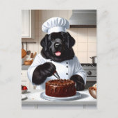 Carte Postale Chien de Terre-Neuve Chef Glaçage Gâteau (Devant)
