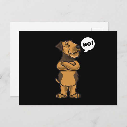 Carte Postale Chien de Terrier Airedale têtu (Devant / Derrière)