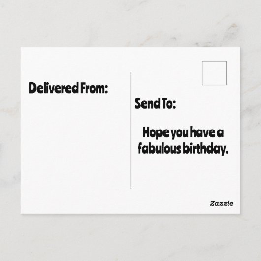 Carte Postale Chien debout sur le gâteau tenant un joyeux signe (Dos)