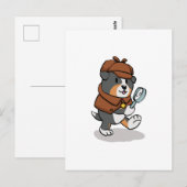 Carte Postale Chien déguisé en détective | choisissez la couleur (Devant / Derrière)