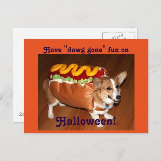 Carte Postale Chien d'Halloween (Devant / Derrière)