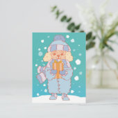 Carte Postale Chien d'hiver confortable (Debout devant)