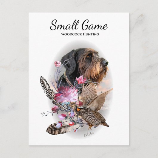 Carte Postale Chien d'oiseaux, chasse à la bécasse (Devant)