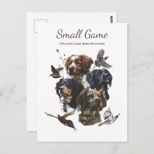 Carte Postale Chien d'oiseaux, Jeu de l'Upland Chasse aux oiseau (Devant / Derrière)