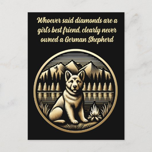 Carte Postale Chien d'or par le feu de camp (Devant)