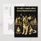 Carte Postale Chien doré au coin du feu de camp (Devant / Derrière)